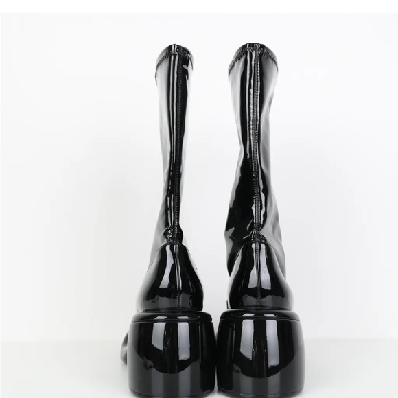 Charles & Keith Patent Black Heeled Boots - Picture 7 of 11